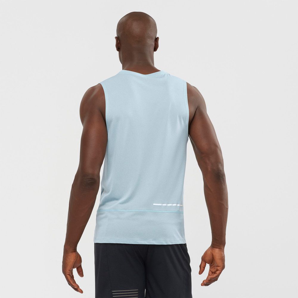 Ashley Blue Men's Salomon AGILE M Tank | 291-FPTIDV