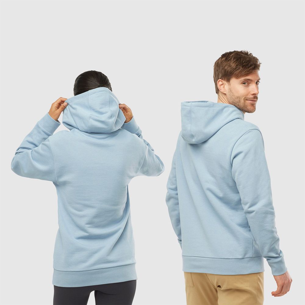 Ashley Blue Men's Salomon OUTLIFE LOGO SUMMER Sportswear Hoodie | 742-WFTCYG