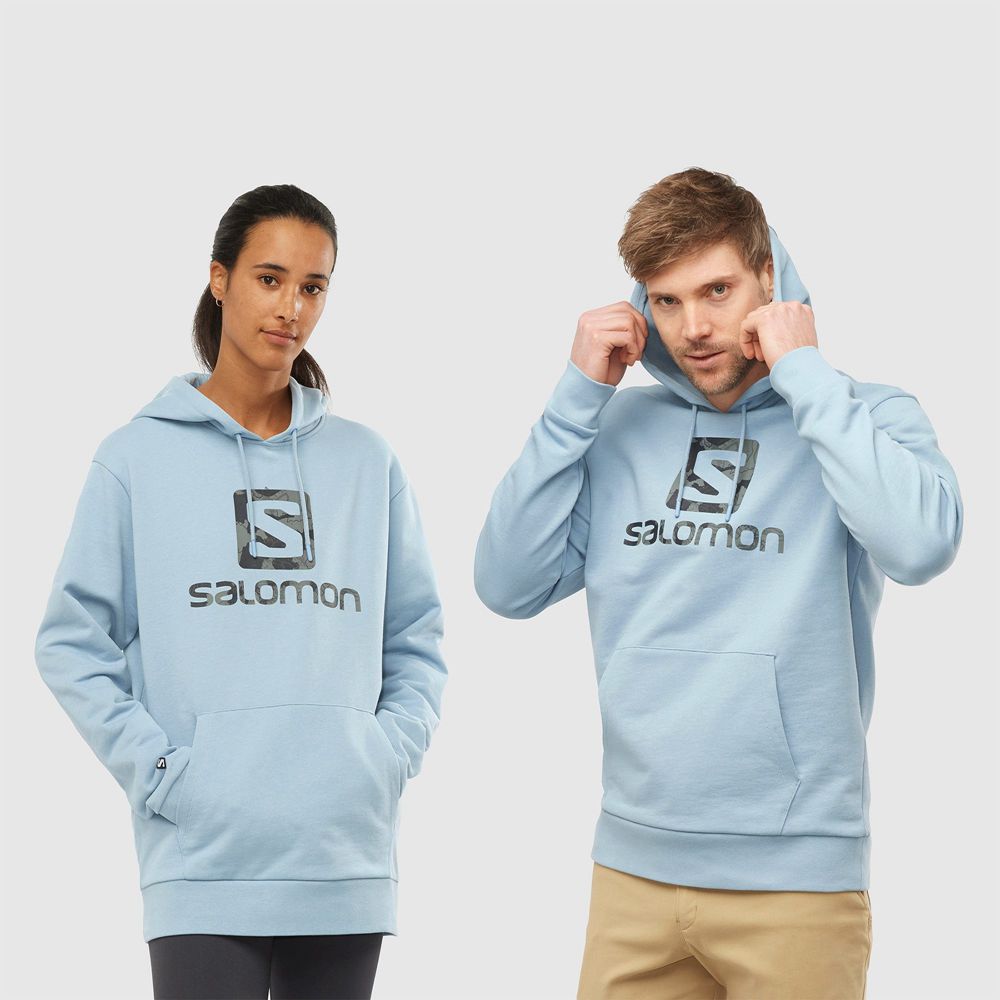 Ashley Blue Men\'s Salomon OUTLIFE LOGO SUMMER Sportswear Hoodie | 742-WFTCYG