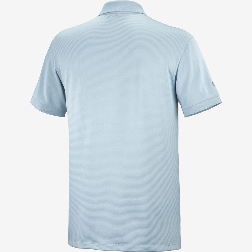 Ashley Blue Men's Salomon OUTLIFE TECH POLO M Short Sleeve T Shirts | 638-QEOVBW