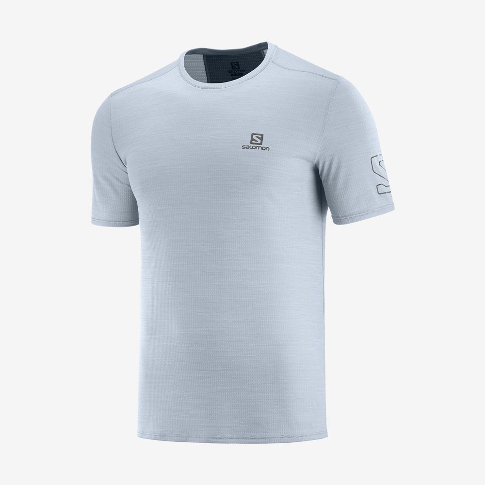 Ashley Blue Men's Salomon XA TRAIL Short Sleeve T Shirts | 045-XSDEVA