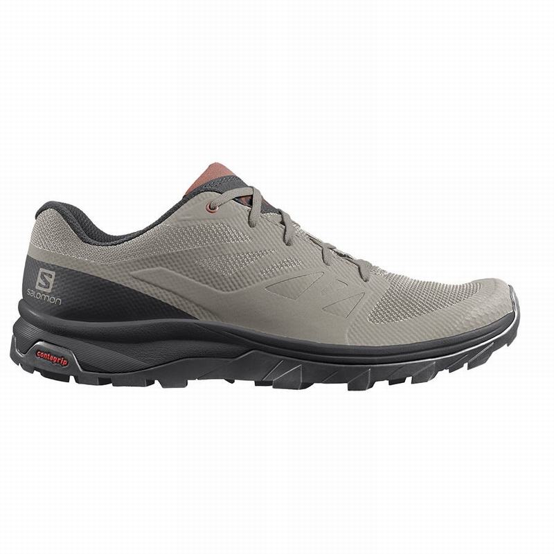 Black / Dark Red Men's Salomon OUTLINE Hiking Shoes | 045-XQGTNZ