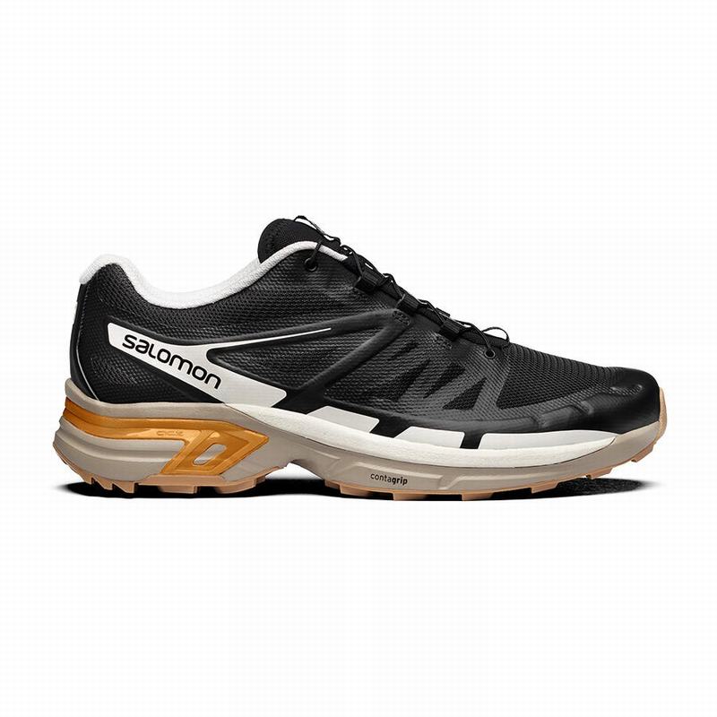 Black / Gold Men\'s Salomon XT-WINGS 2 Trail Running Shoes | 407-YUFKTV