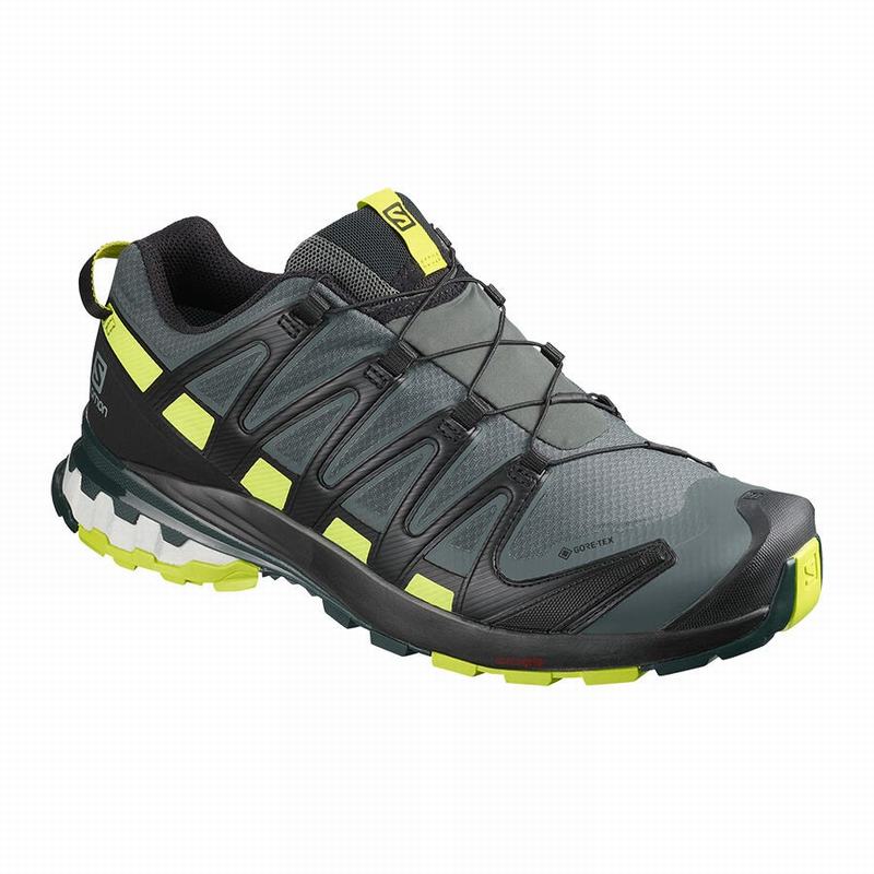 Black / Light Green Men\'s Salomon XA PRO 3D V8 GORE-TEX Trail Running Shoes | 059-AGOJUM