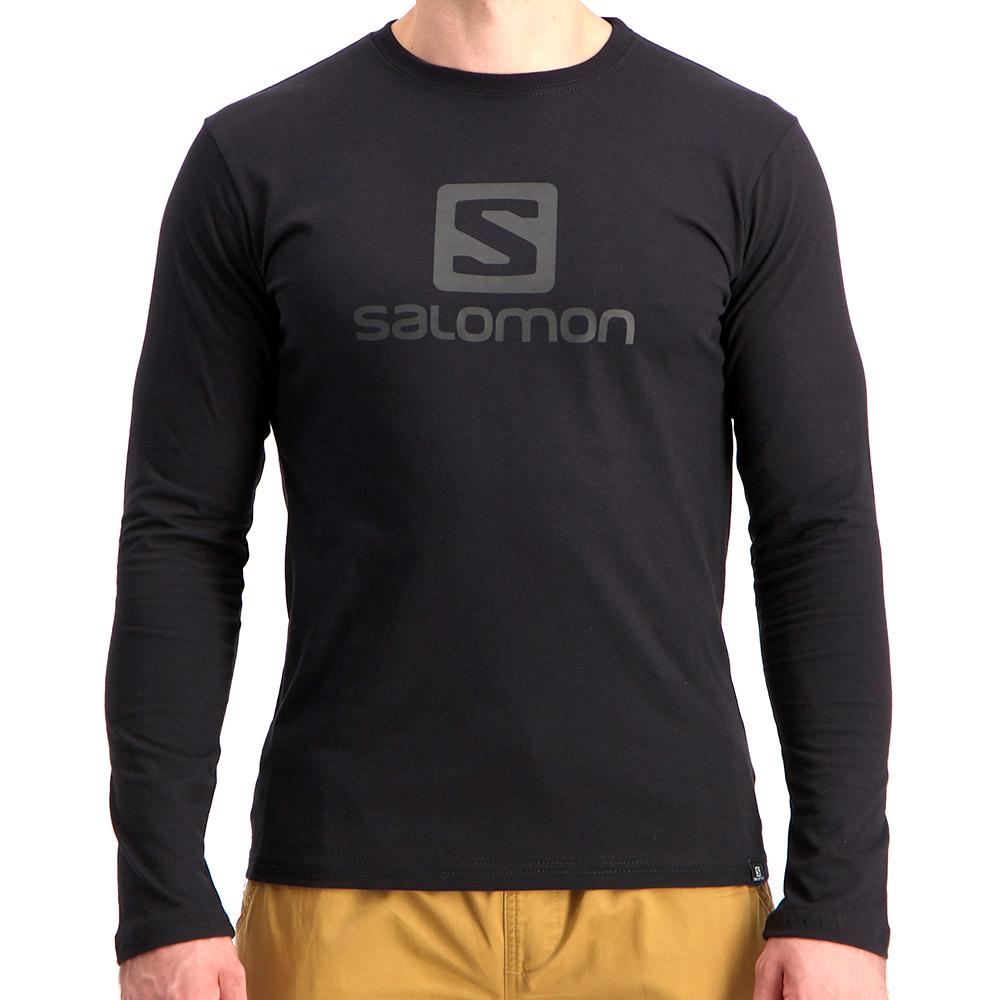 Black Men's Salomon ACHIEVE LS M T Shirts | 547-NDBAXT