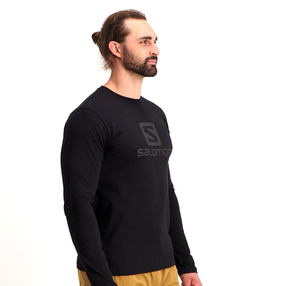 Black Men's Salomon ACHIEVE LS M T Shirts | 547-NDBAXT