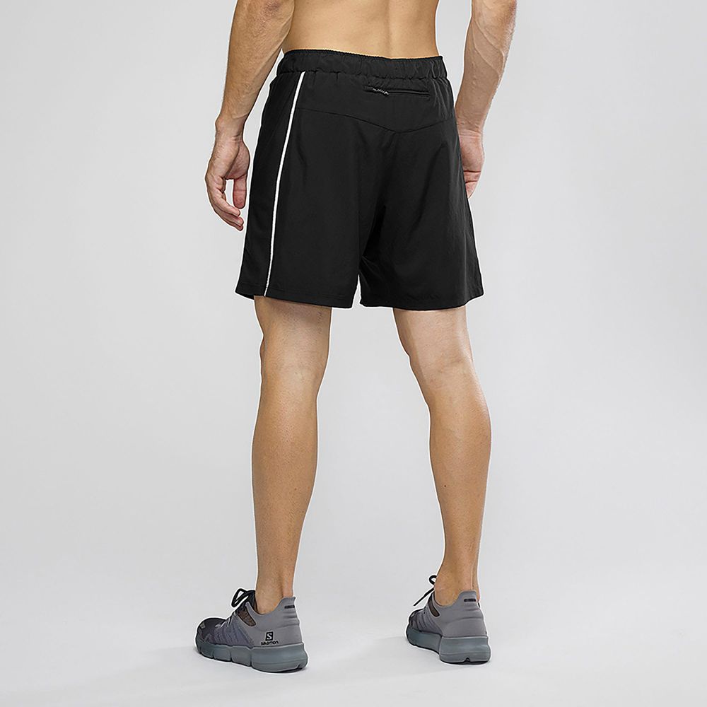 Black Men's Salomon AGILE 2IN1 Shorts | 968-SRMKPH