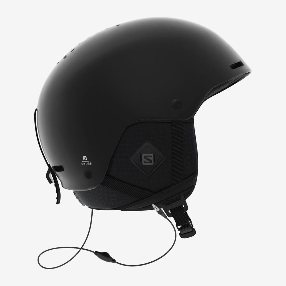 Black Men's Salomon BRIGADE+ AUDIO Helmets | 185-GWZXMY