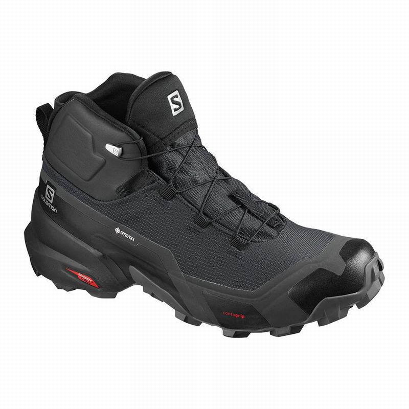 Black Men\'s Salomon CROSS HIKE MID GORE-TEX Hiking Boots | 129-QRBTNY