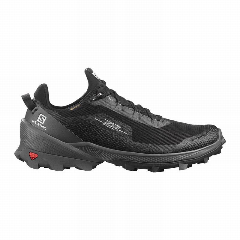 Black Men\'s Salomon CROSS OVER GORE-TEX Hiking Shoes | 432-QFGZOU