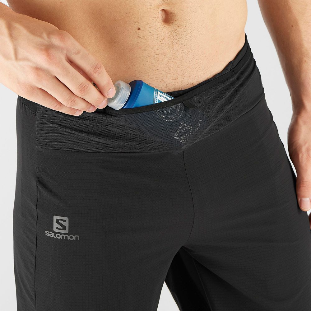 Black Men's Salomon EXO MOTION TW.SKIN SHRT M Shorts | 981-SBDUGV