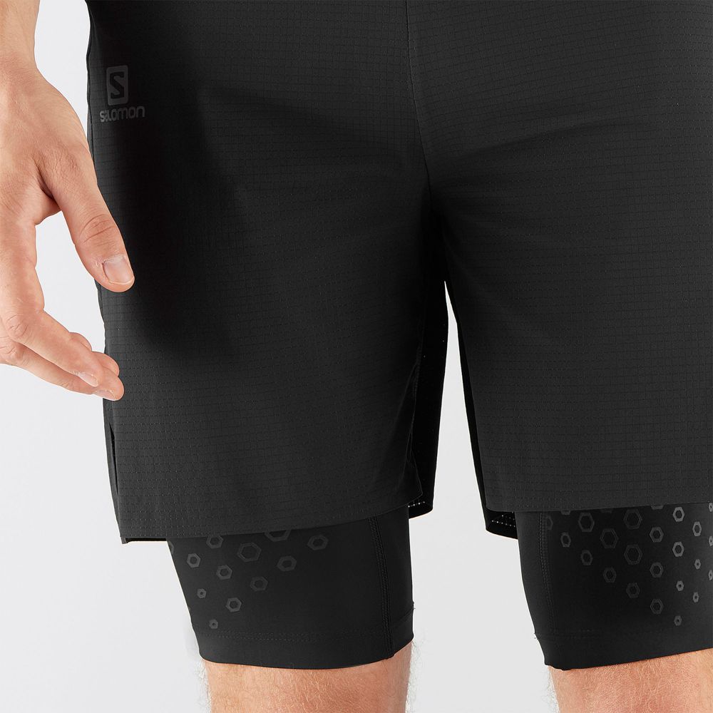 Black Men's Salomon EXO MOTION TW.SKIN SHRT M Shorts | 981-SBDUGV