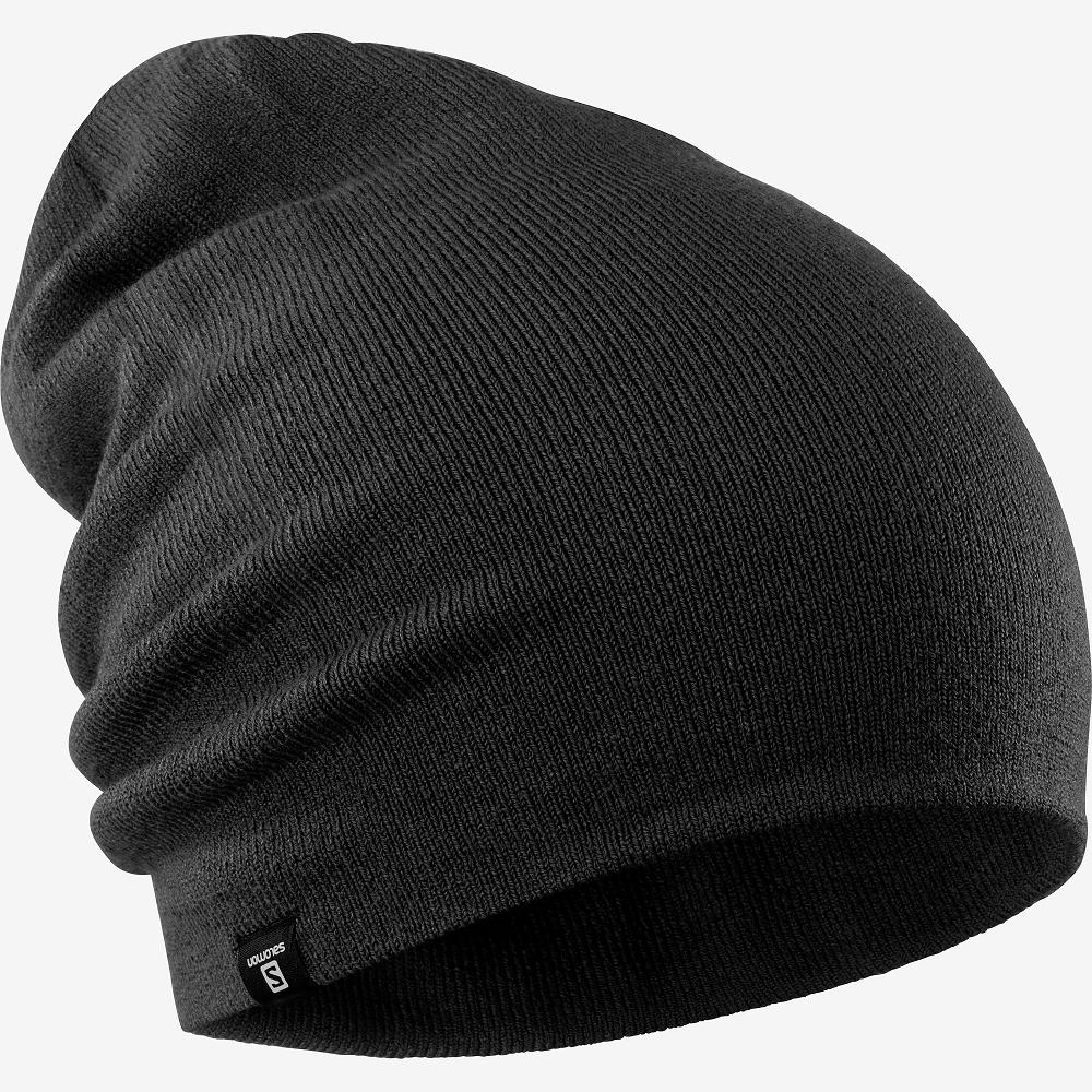 Black Men's Salomon FLATSPIN REVERSIBLE Hats | 827-HTQVJD