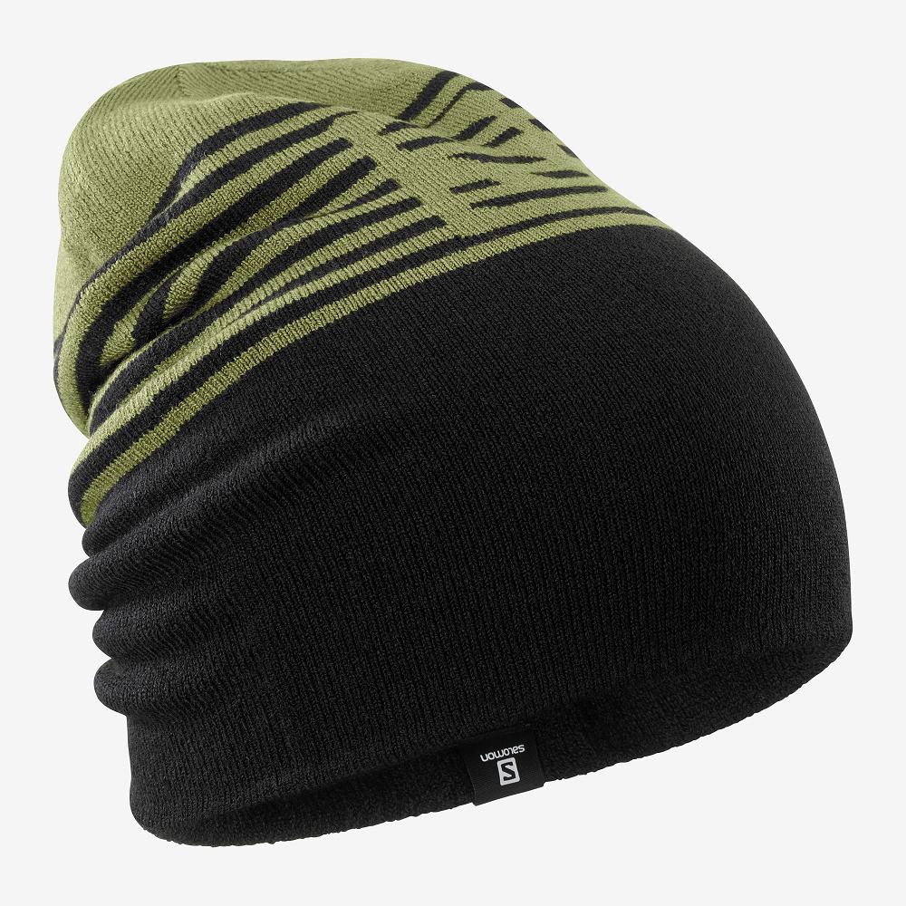 Black Men's Salomon FLATSPIN REVERSIBLE Hats | 827-HTQVJD