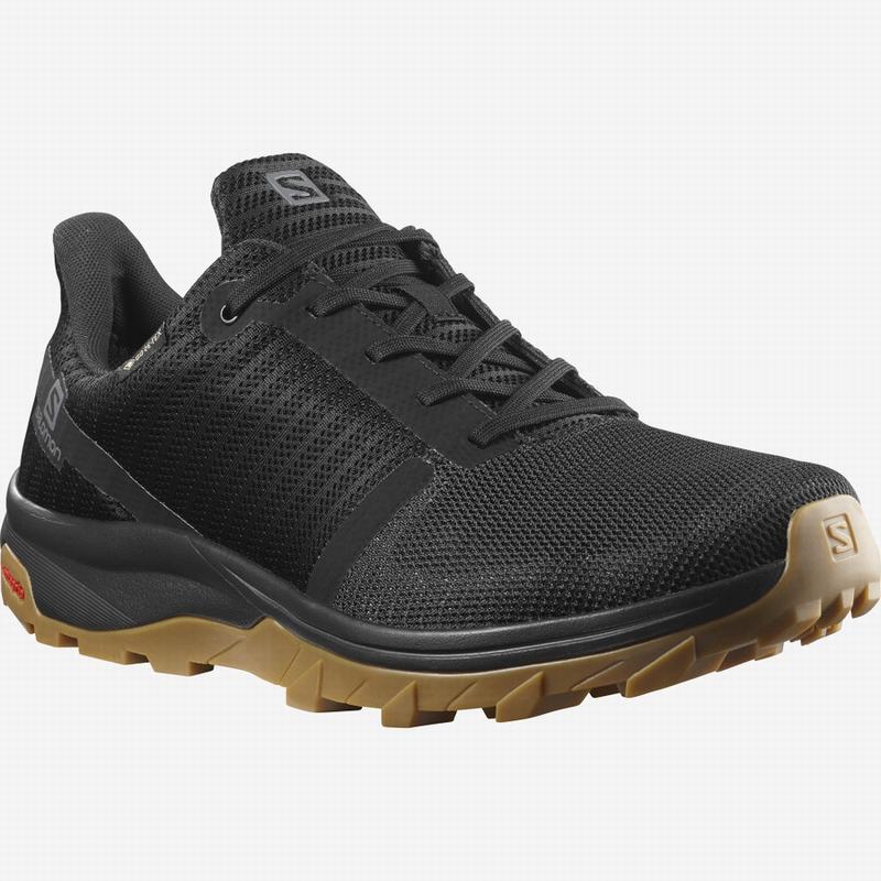 Black Men's Salomon OUTBOUND PRISM GORE-TEX Hiking Shoes | 260-MPJCVH