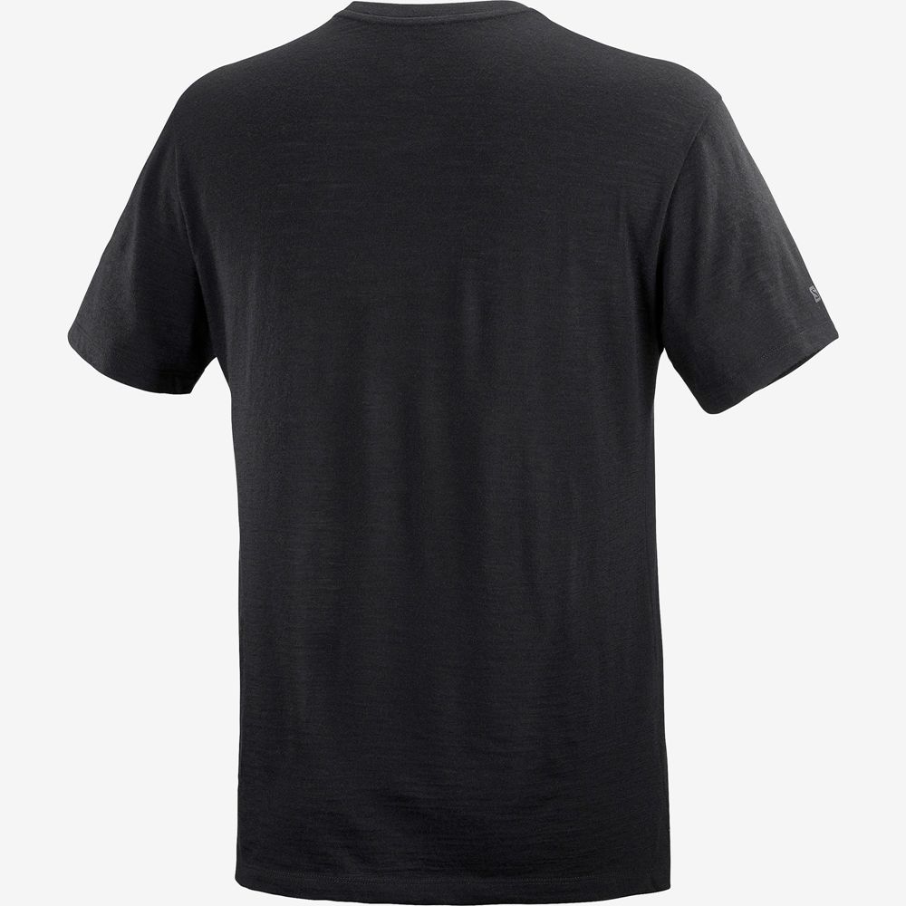 Black Men's Salomon OUTLIFE MERINO SS M Short Sleeve T Shirts | 753-LYIOWA