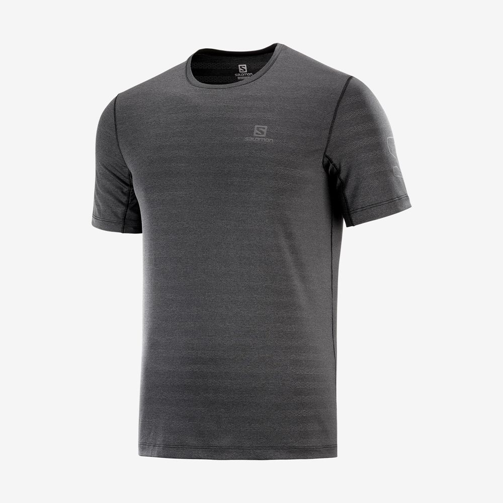 Black Men's Salomon OUTLINE New Trail Running Gear T Shirts | 346-RTZOUV