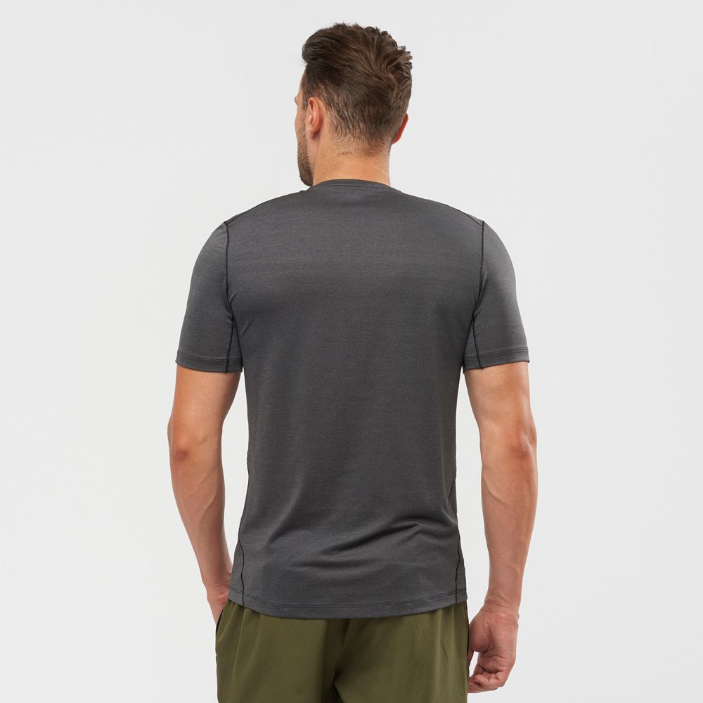 Black Men's Salomon OUTLINE New Trail Running Gear T Shirts | 346-RTZOUV