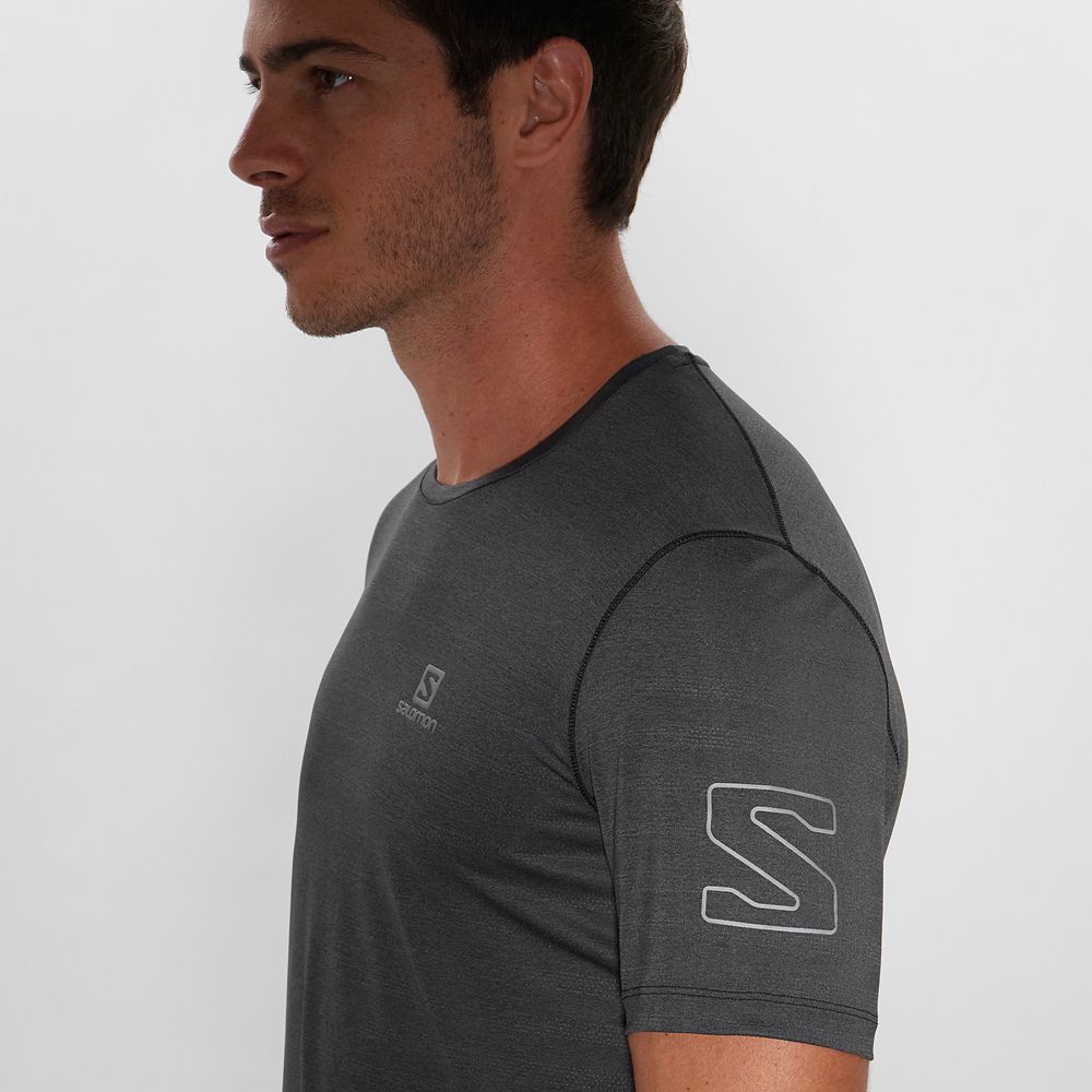 Black Men's Salomon OUTLINE New Trail Running Gear T Shirts | 346-RTZOUV