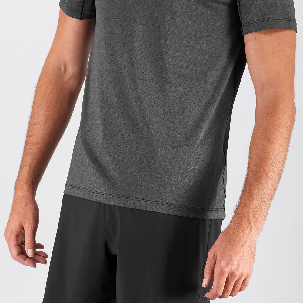 Black Men's Salomon OUTLINE New Trail Running Gear T Shirts | 346-RTZOUV