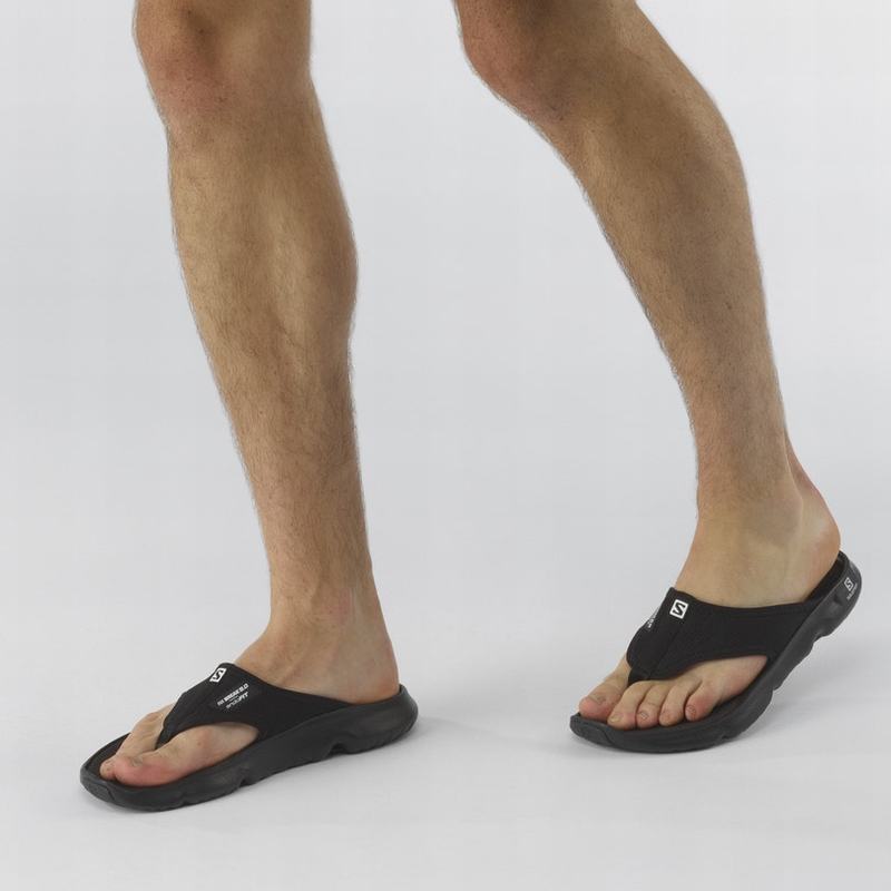 Black Men's Salomon REELAX BREAK 5.0 Flip Flops | 567-ISGVDK