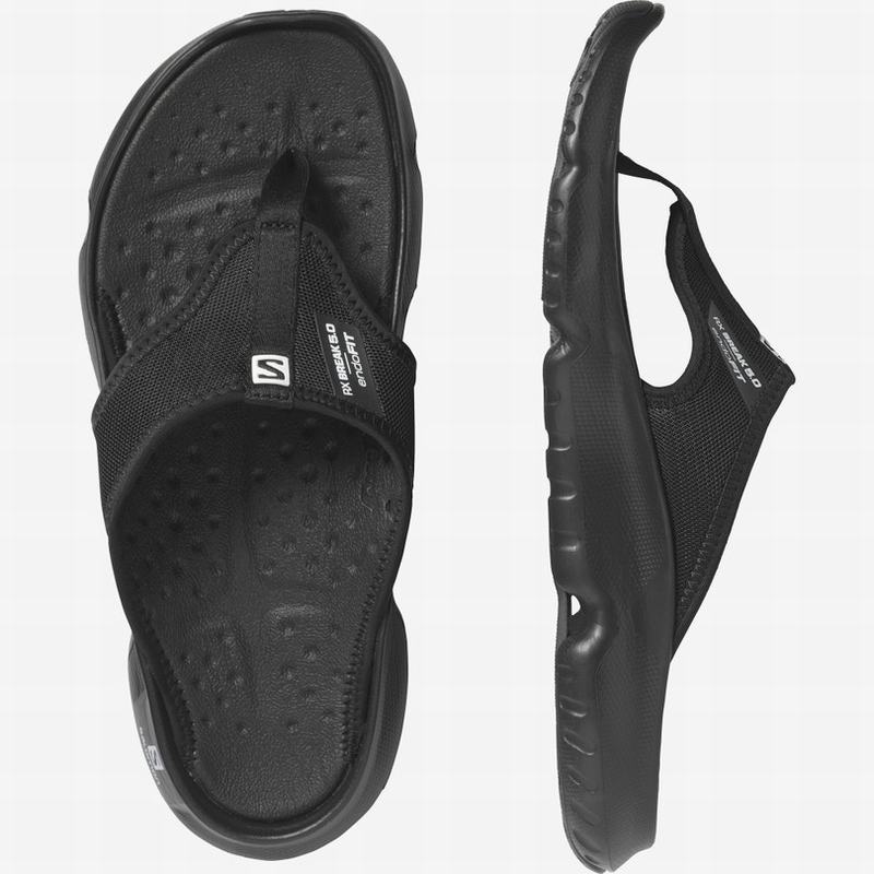 Black Men's Salomon REELAX BREAK 5.0 Flip Flops | 567-ISGVDK