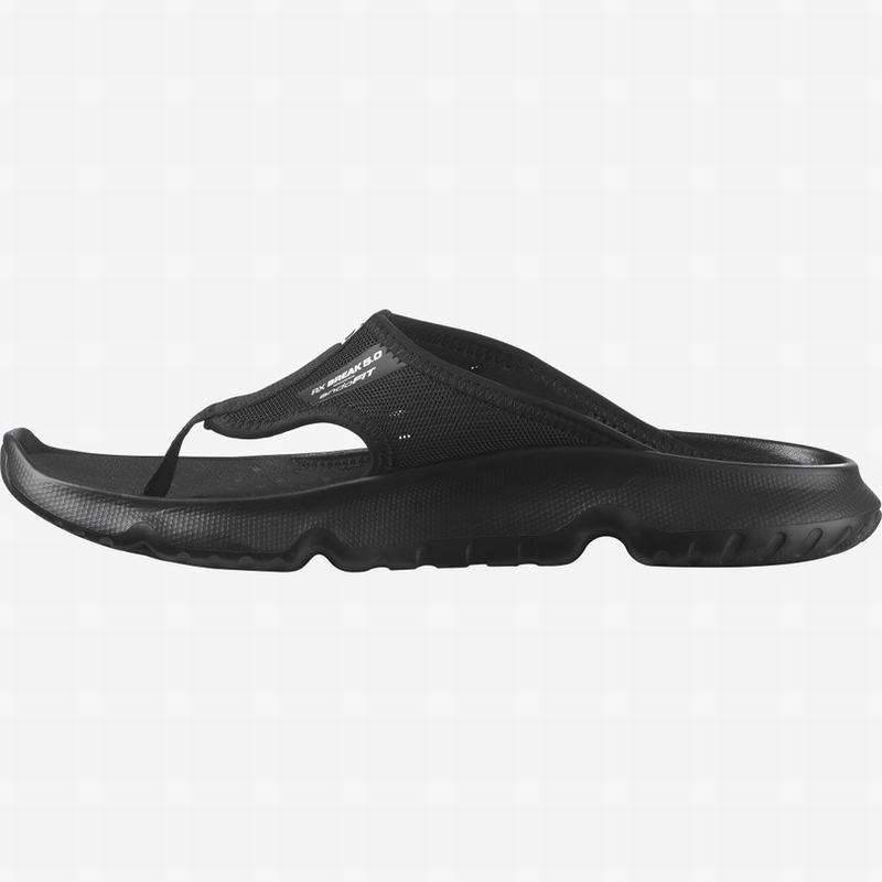 Black Men's Salomon REELAX BREAK 5.0 Flip Flops | 567-ISGVDK