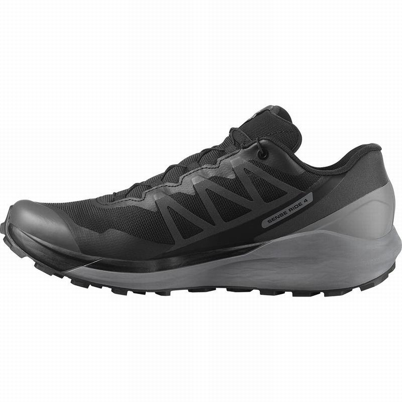 Black Men's Salomon SENSE RIDE 4 GORE-TEX INVISIBLE FIT Trail Running Shoes | 784-VTAKER