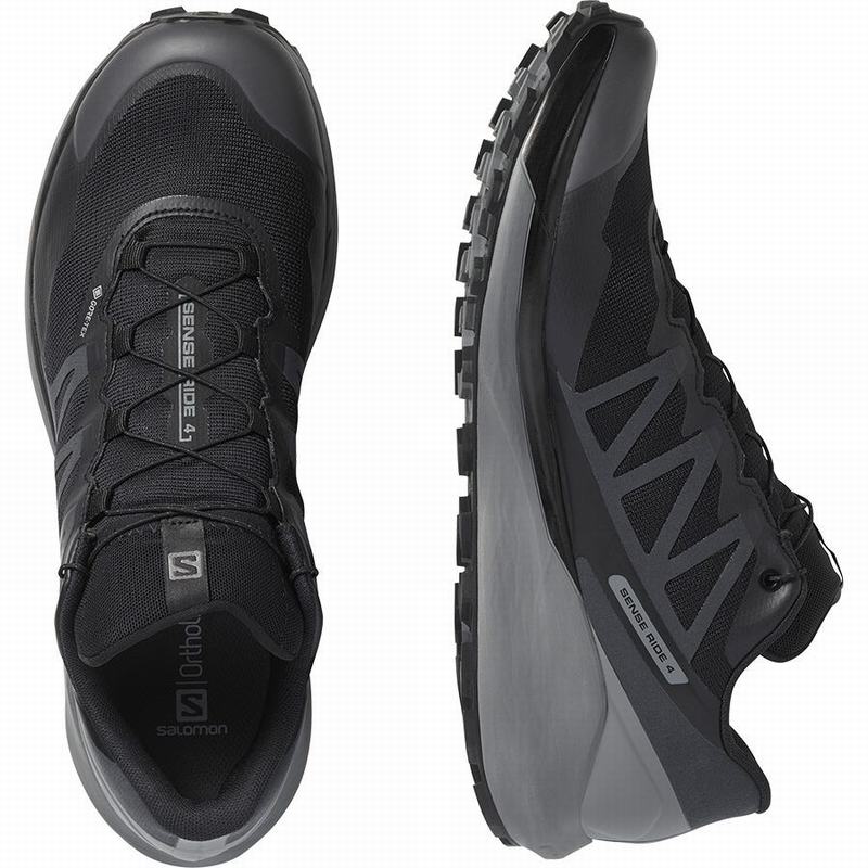 Black Men's Salomon SENSE RIDE 4 GORE-TEX INVISIBLE FIT Trail Running Shoes | 784-VTAKER