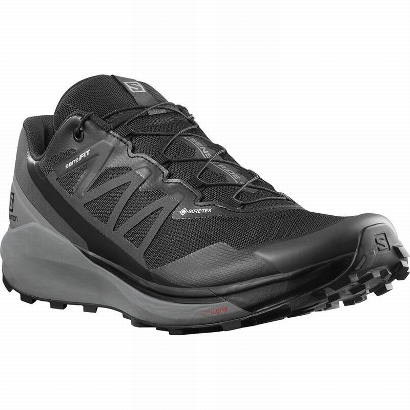 Black Men's Salomon SENSE RIDE 4 GORE-TEX INVISIBLE FIT Trail Running Shoes | 784-VTAKER