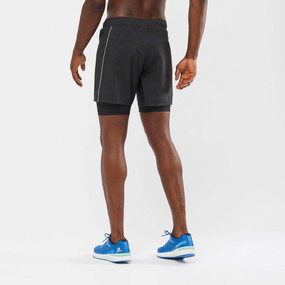 Black Men's Salomon XA TWINSKIN Shorts | 043-UMWYPS