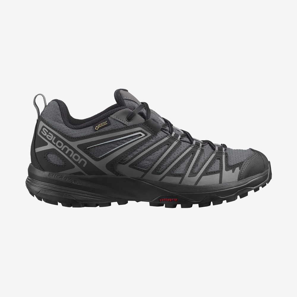 Black Men\'s Salomon X CREST GORE-TEX Hiking Shoes | 492-KTHCMA