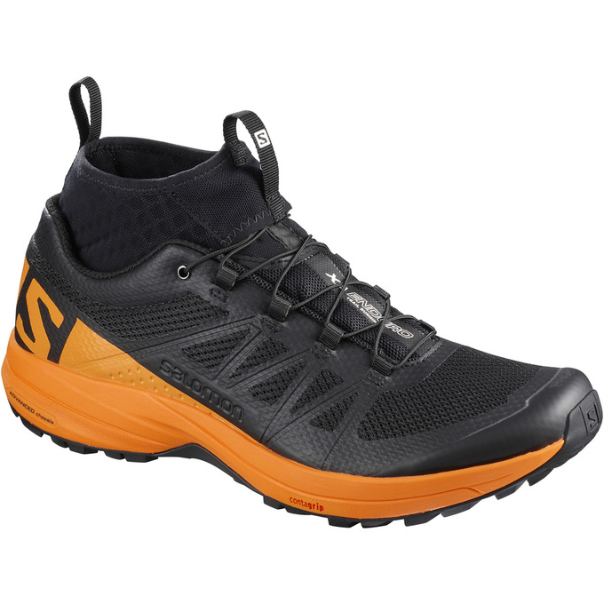 Black / Orange Men\'s Salomon XA ENDURO Trail Running Shoes | 328-CZFNKH