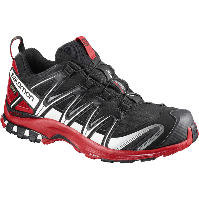 Black / Red Men\'s Salomon XA PRO 3D GTX Trail Running Shoes | 653-BQYCAH