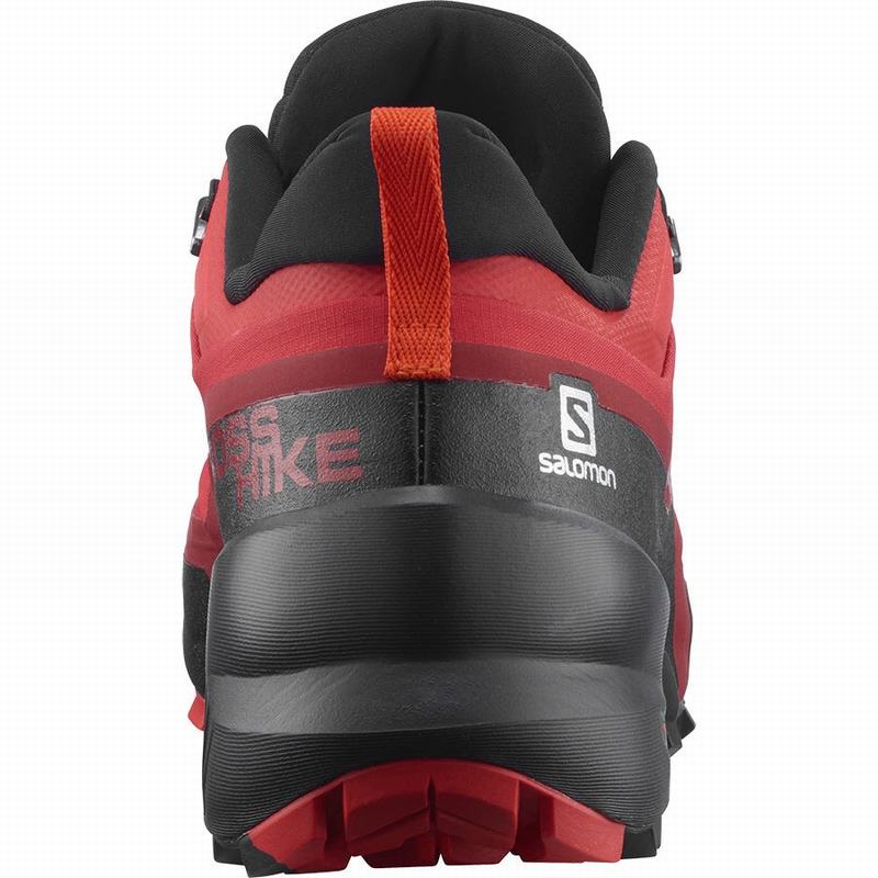 Black / Red Orange Men's Salomon CROSS HIKE GORE-TEX Hiking Shoes | 037-WSHKYO