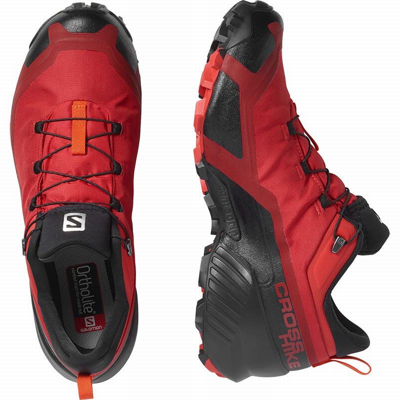 Black / Red Orange Men's Salomon CROSS HIKE GORE-TEX Hiking Shoes | 037-WSHKYO