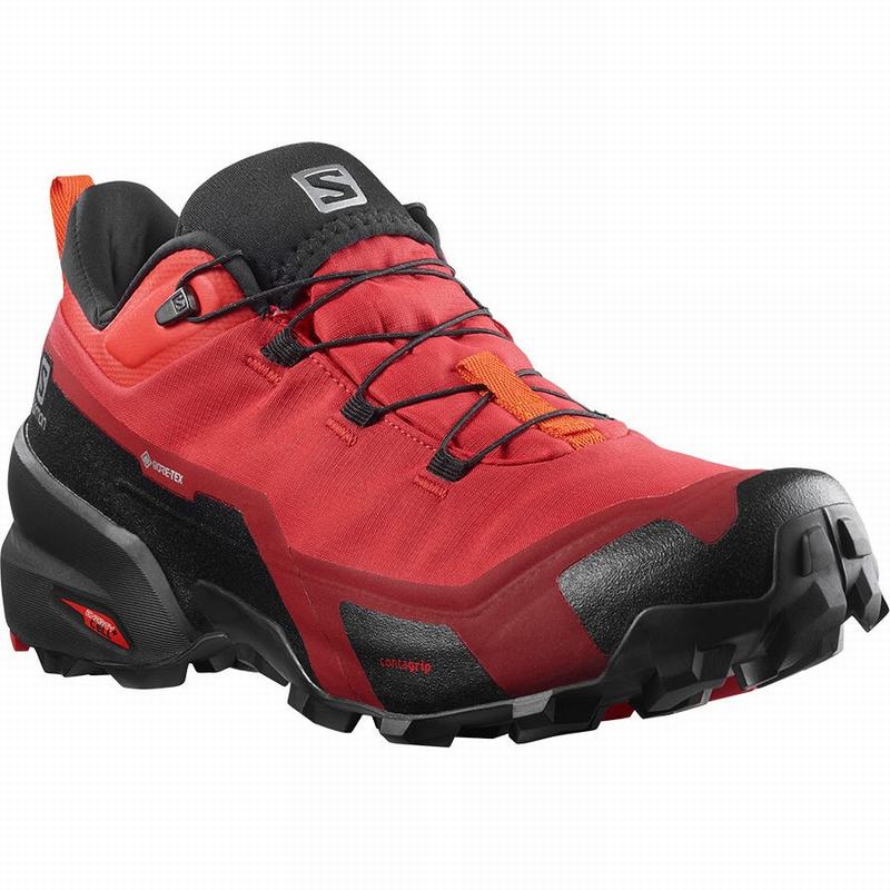 Black / Red Orange Men's Salomon CROSS HIKE GORE-TEX Hiking Shoes | 037-WSHKYO