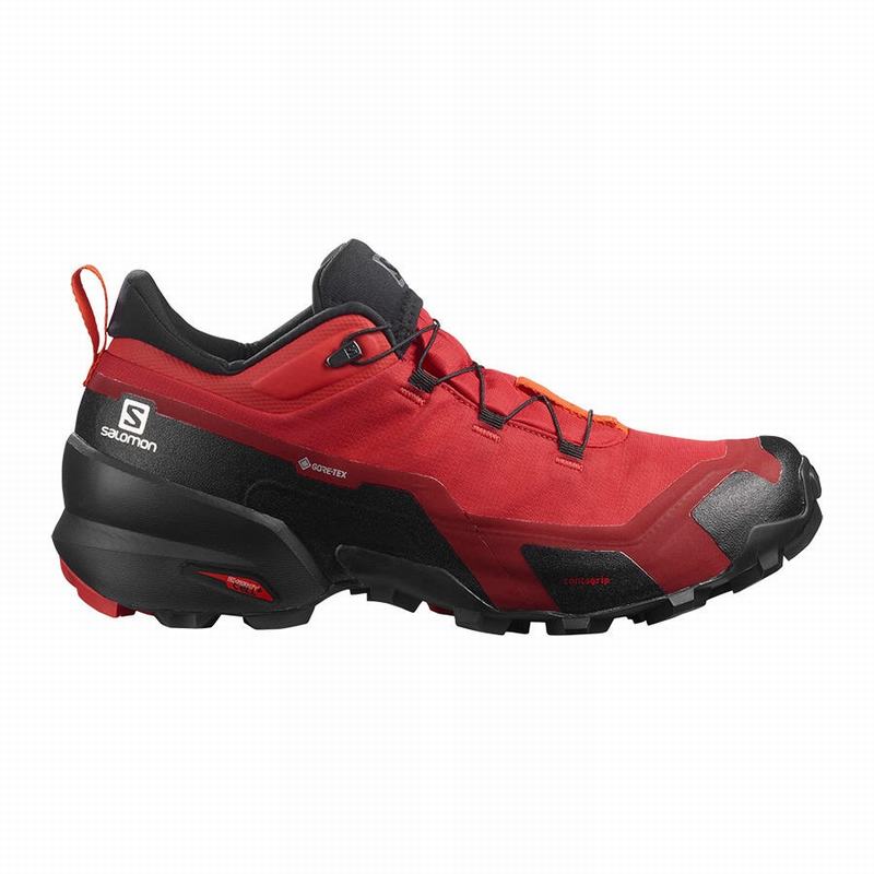 Black / Red Orange Men\'s Salomon CROSS HIKE GORE-TEX Hiking Shoes | 037-WSHKYO