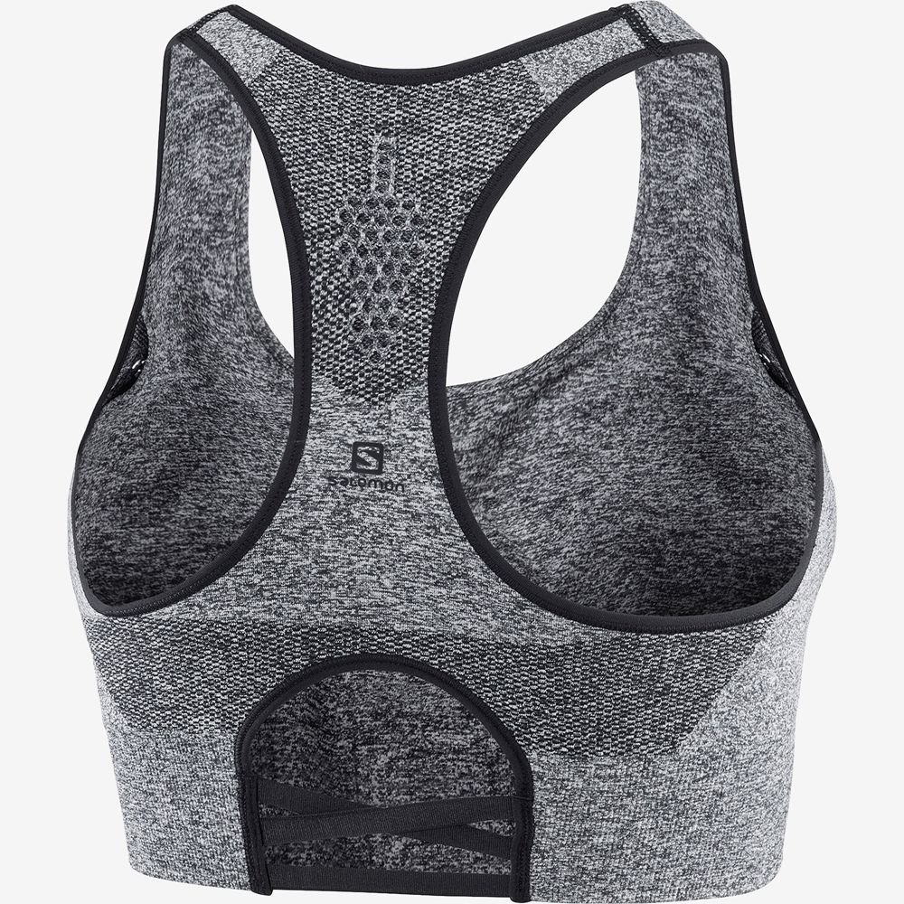 Black Women's Salomon ESSENTIAL MOVE ON SEAMLESS Sport Bra | 124-NIXSTU