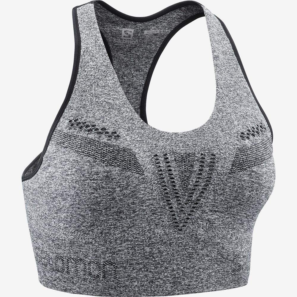 Black Women's Salomon ESSENTIAL MOVE ON SEAMLESS Sport Bra | 124-NIXSTU