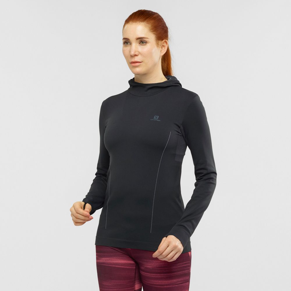 Black Women\'s Salomon ESSENTIAL SEAMLESS Midlayers | 869-KNYFCE