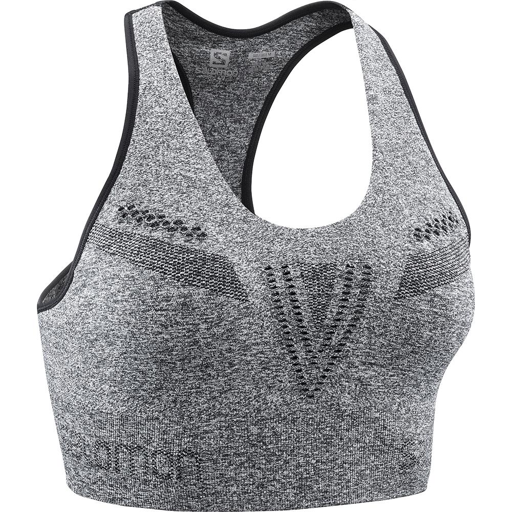 Black Women's Salomon MOVEON W Sport Bra | 053-LUGFBS