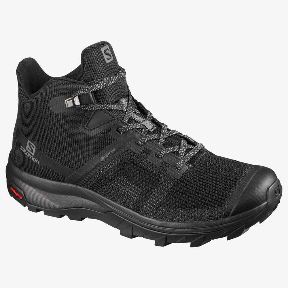 Black Women's Salomon OUTLINE PRISM MID GTX Hiking Shoes | 790-OJRAUV