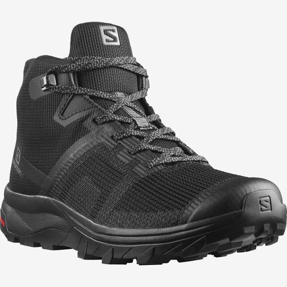 Black Women's Salomon OUTLINE PRISM MID GTX Hiking Shoes | 790-OJRAUV