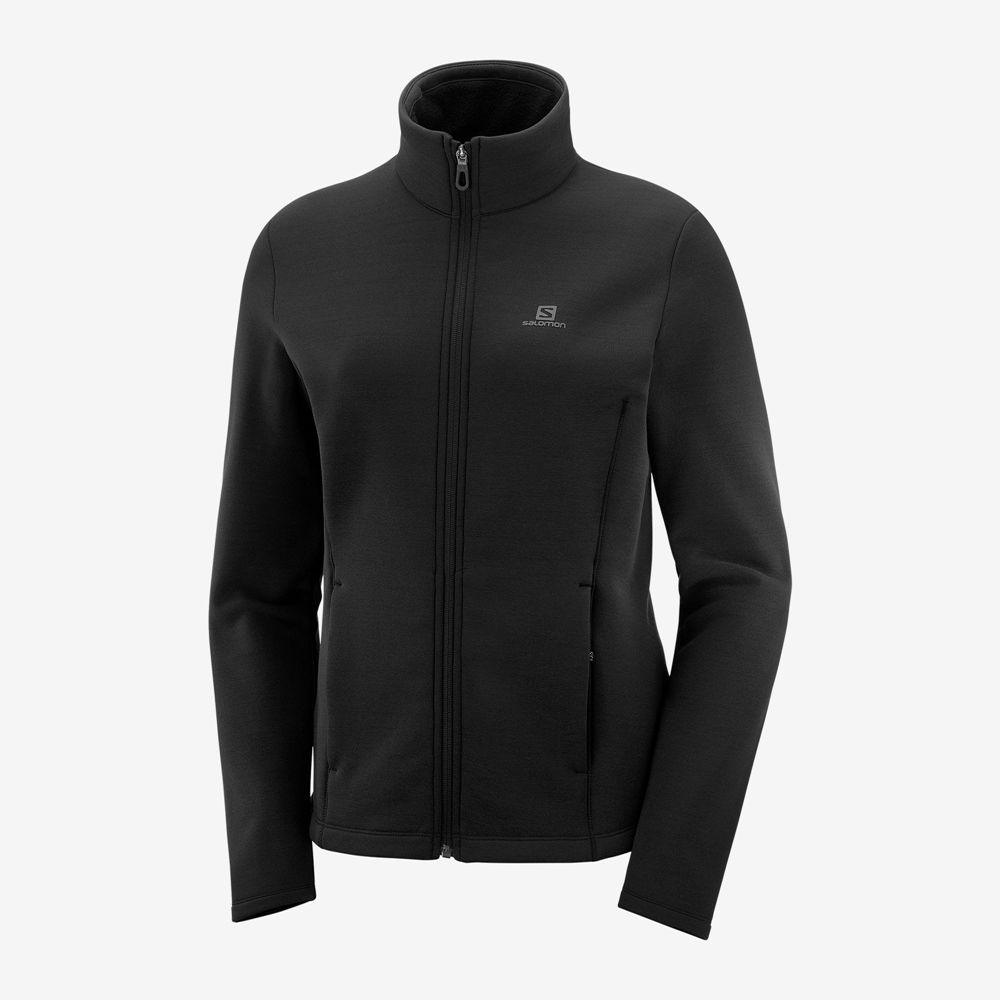 Black Women's Salomon RADIANT FULL ZIP W Full Zip Midlayer Jacket Midlayers | 259-KDECNJ