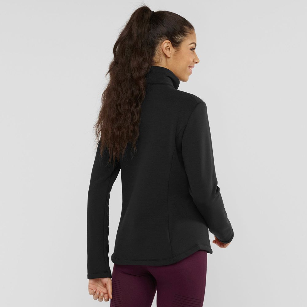 Black Women's Salomon RADIANT FULL ZIP W Full Zip Midlayer Jacket Midlayers | 259-KDECNJ