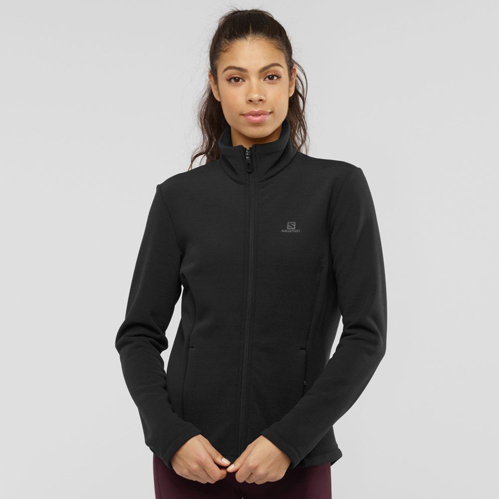 Black Women\'s Salomon RADIANT FULL ZIP W Full Zip Midlayer Jacket Midlayers | 259-KDECNJ