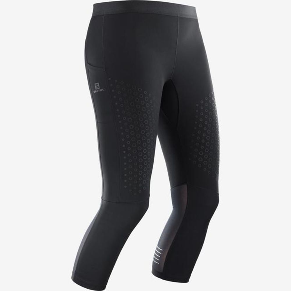 Black Women's Salomon SUPPORT MID Tights | 689-BKFHEQ