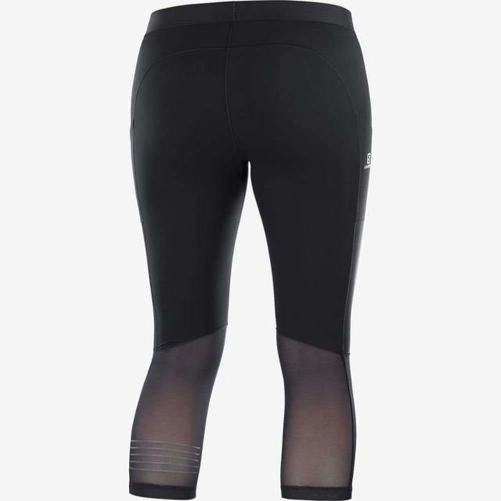 Black Women's Salomon SUPPORT MID Tights | 689-BKFHEQ