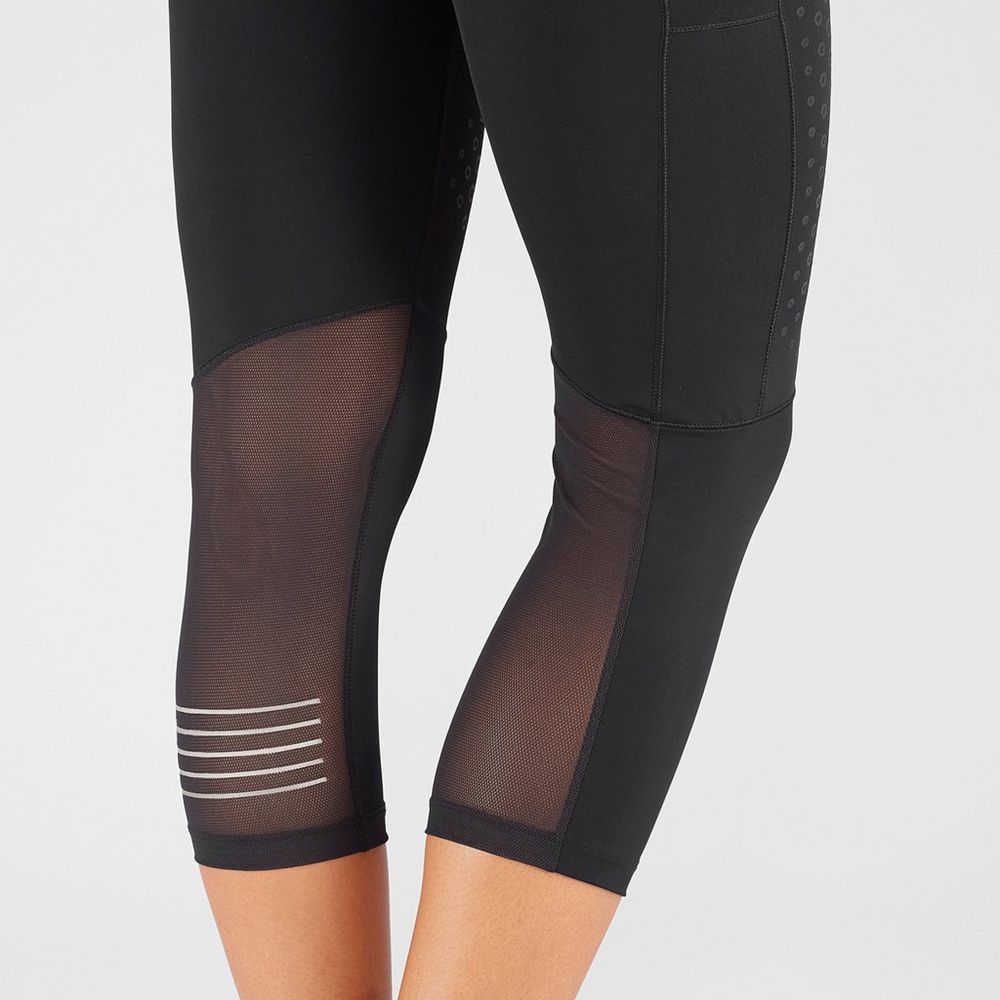 Black Women's Salomon SUPPORT MID Tights | 689-BKFHEQ